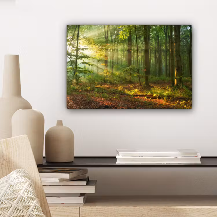Canvas schilderij - Zon - Bos - Bomen - Natuur - Herfst — 5