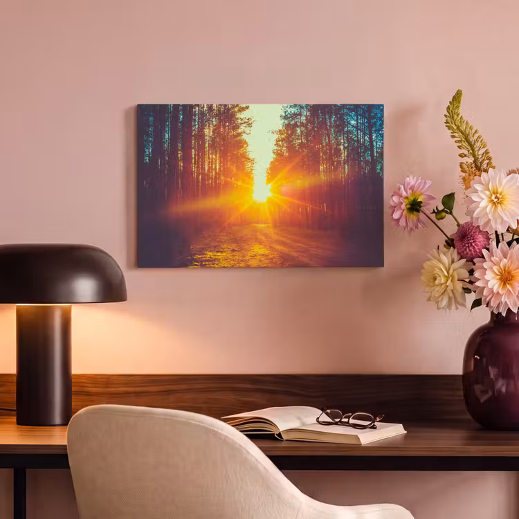 Canvas schilderij - Zonsondergang - Bomen - Bos - Natuur — 4