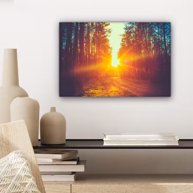 Canvas schilderij - Zonsondergang - Bomen - Bos - Natuur — 5