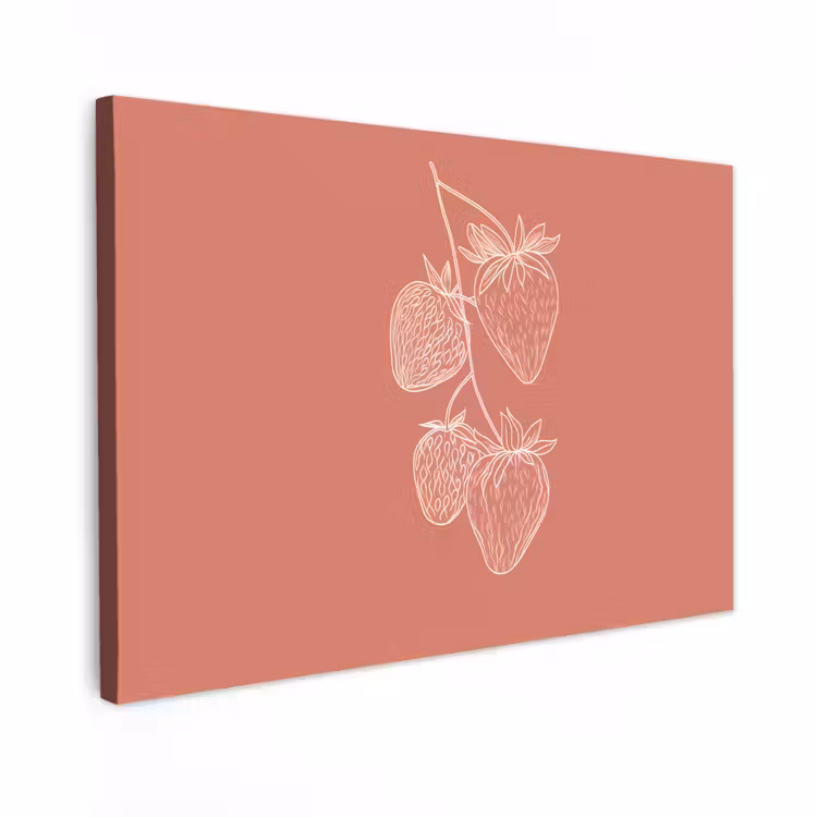 Canvas schilderij - Minimalistisch - Illustratie - Aardbei - Tak — 1