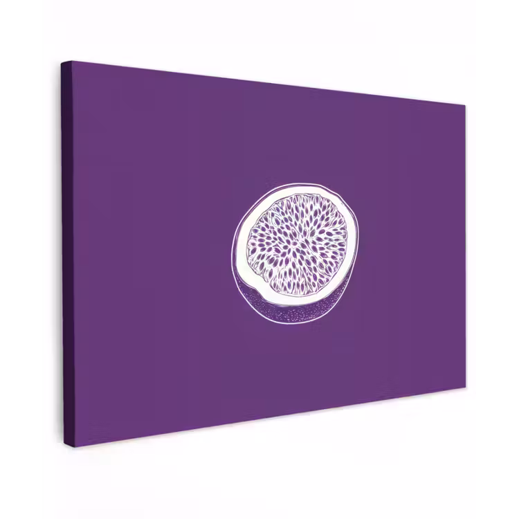 Canvas schilderij - Passievrucht - Zaadjes - Paars - Minimalistisch — 1