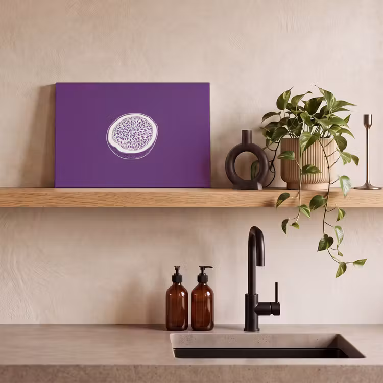 Canvas schilderij - Passievrucht - Zaadjes - Paars - Minimalistisch — 3