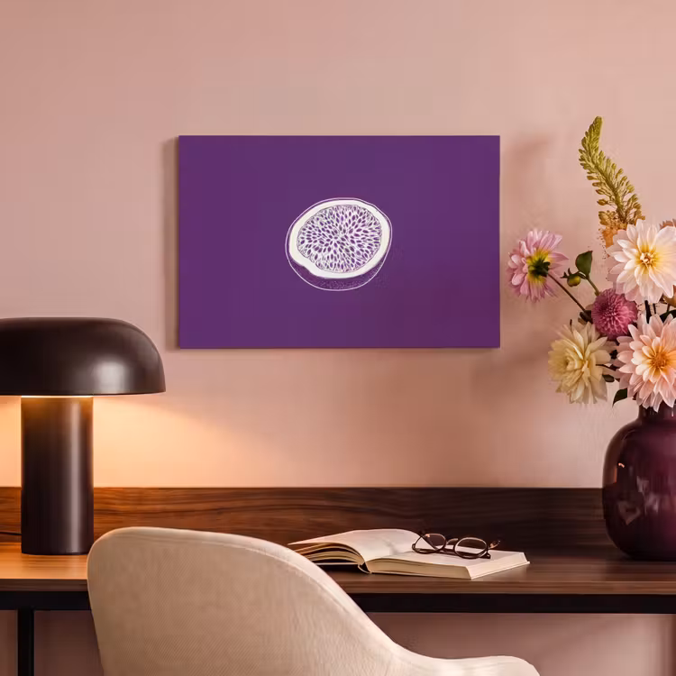 Canvas schilderij - Passievrucht - Zaadjes - Paars - Minimalistisch — 4
