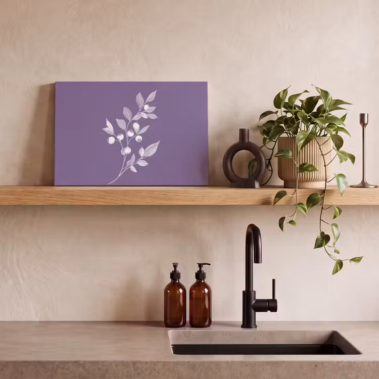 Canvas schilderij - Tak - Sierlijk - Bladeren - Minimalistisch — 3