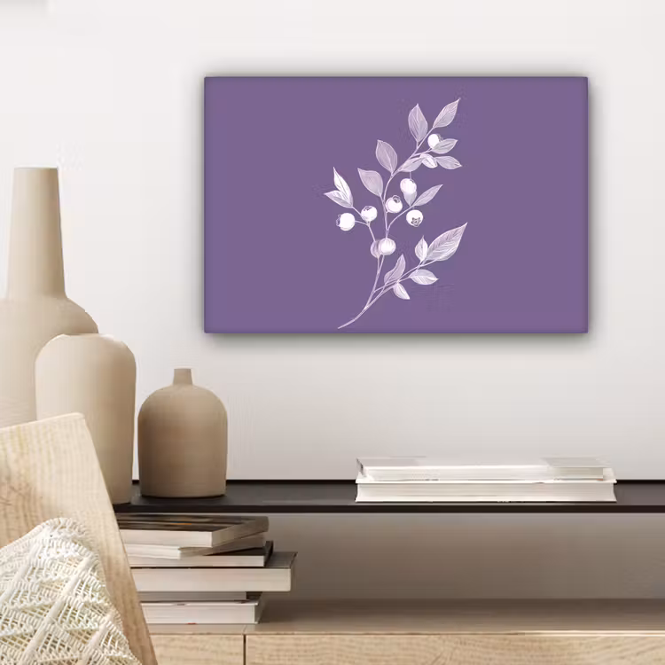 Canvas schilderij - Tak - Sierlijk - Bladeren - Minimalistisch — 5