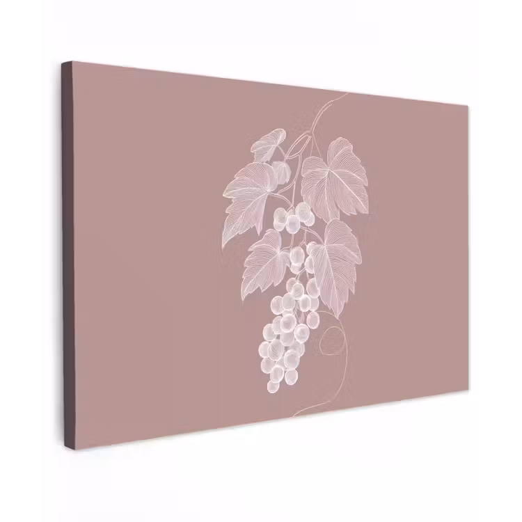 Canvas schilderij - Tros - Druiven - Illustratie - Bladeren — 1