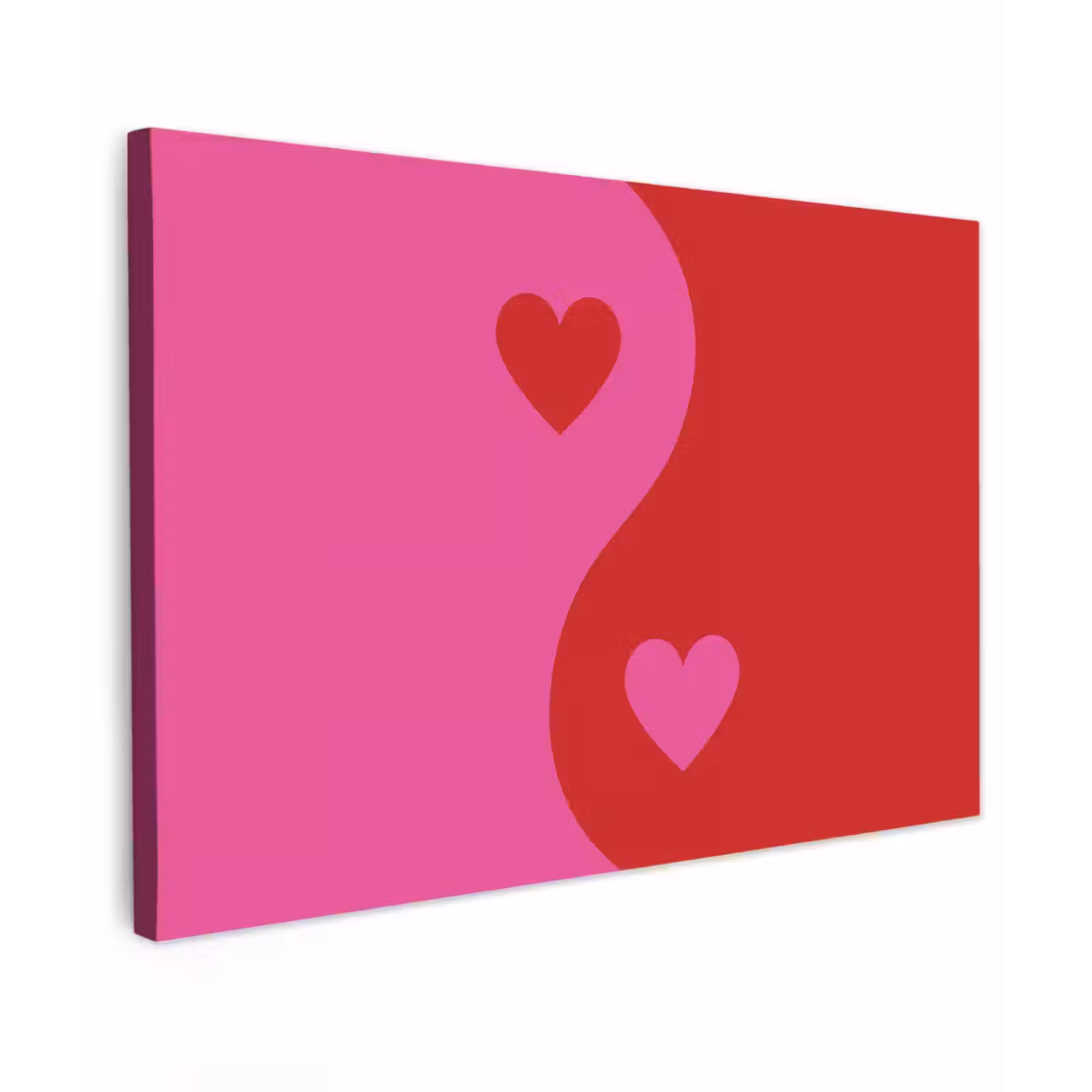 Canvas schilderij - Minimalistisch - Rood - Roze - Hartjes — 1