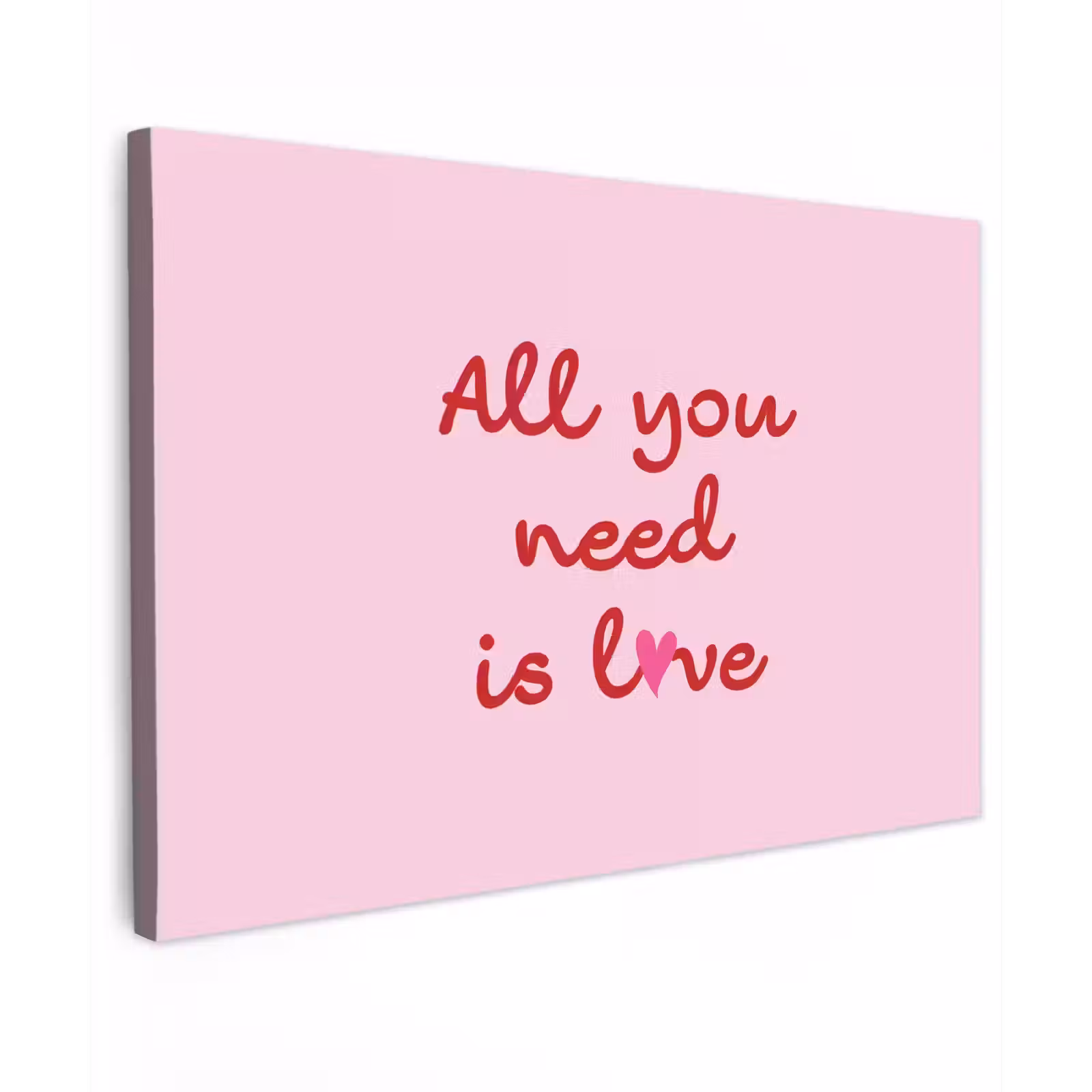 Canvas schilderij - Tekst - Roze - Love - Hart — 1