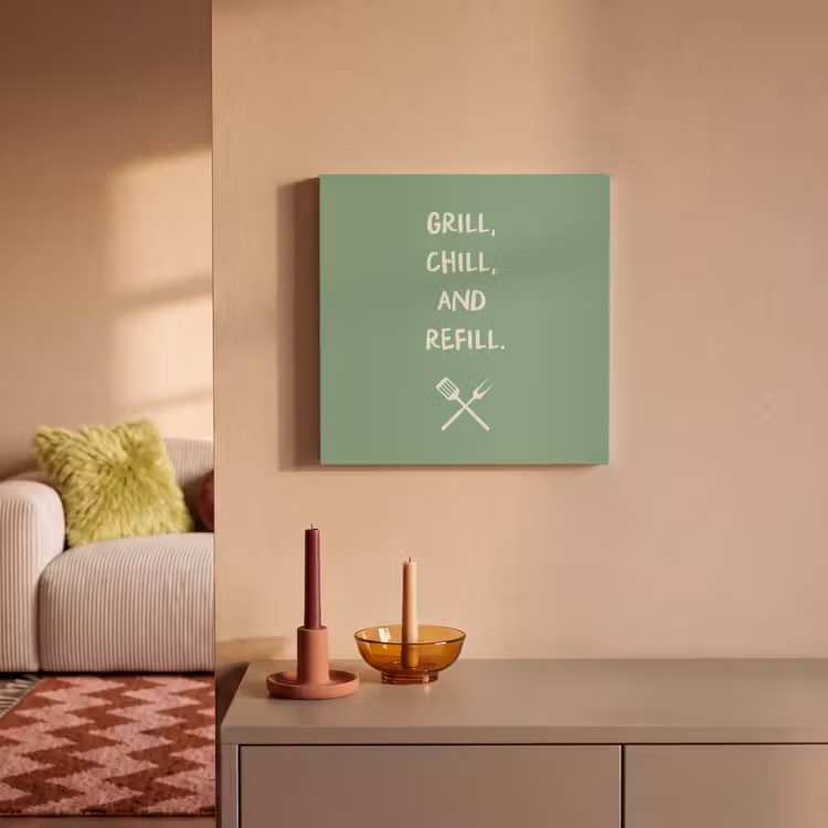 Canvas schilderij - Grill - Groen - Zomer - Quote — 1