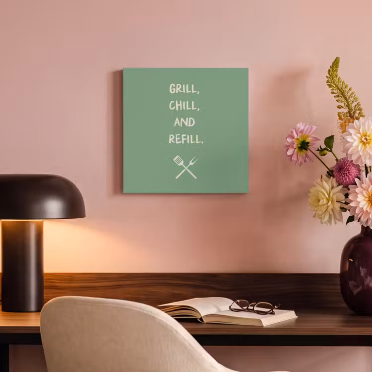 Canvas schilderij - Grill - Groen - Zomer - Quote — 2