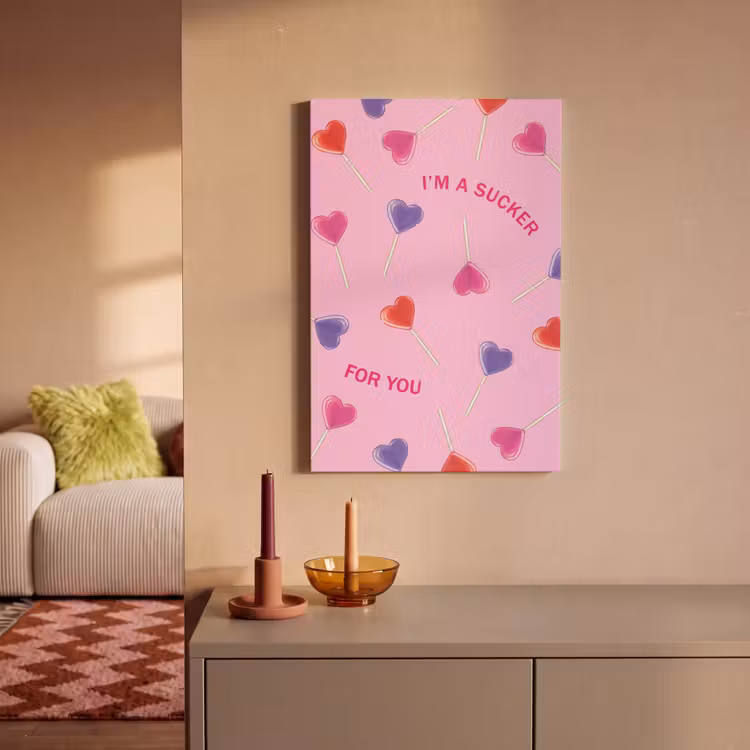 Canvas schilderij - Lolly - Valentijn - Illustratie - Snoep — 2