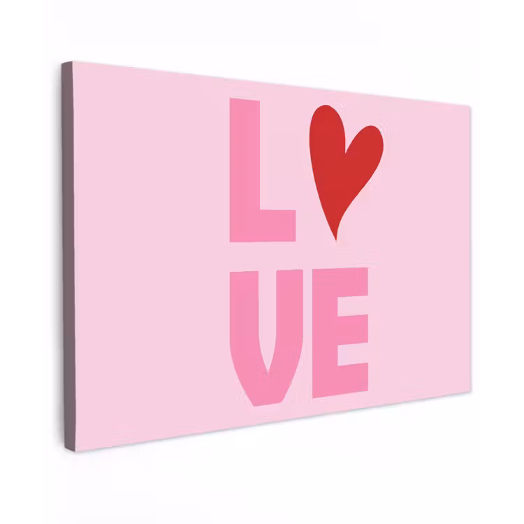 Canvas schilderij - Love - Roze - Hart - Valentijn — 1