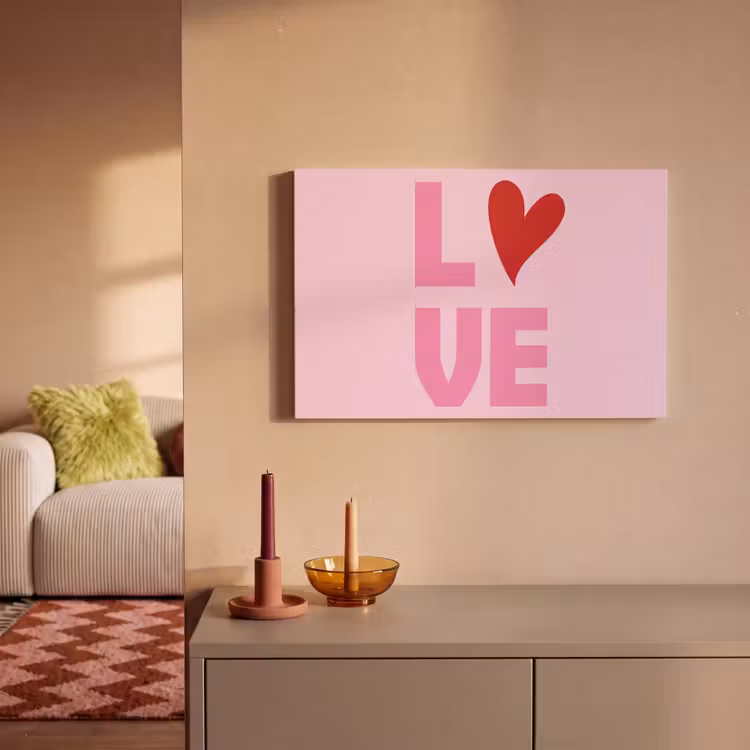 Canvas schilderij - Love - Roze - Hart - Valentijn — 2