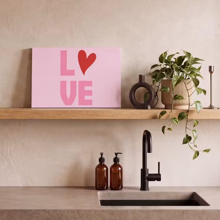 Canvas schilderij - Love - Roze - Hart - Valentijn — 3
