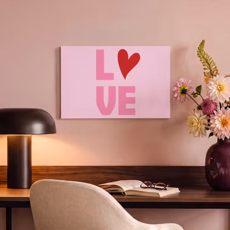 Canvas schilderij - Love - Roze - Hart - Valentijn — 4