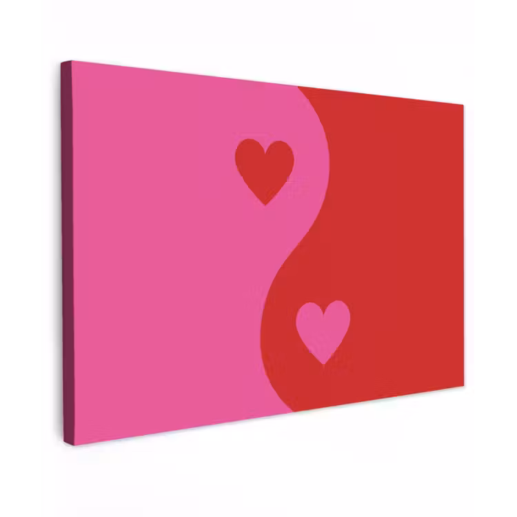 Canvas schilderij - Minimalistisch - Rood - Roze - Hartjes — 1