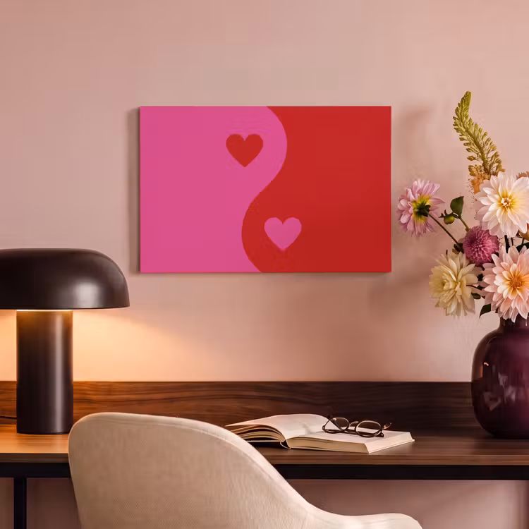 Canvas schilderij - Minimalistisch - Rood - Roze - Hartjes — 4