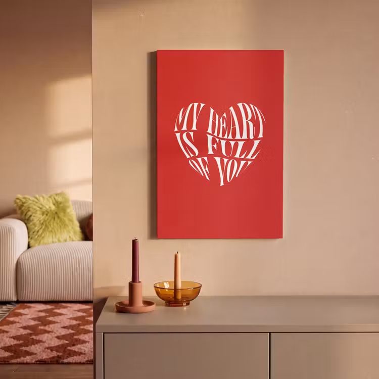 Canvas schilderij - Rood - Hart- Tekst - Valentijn — 2