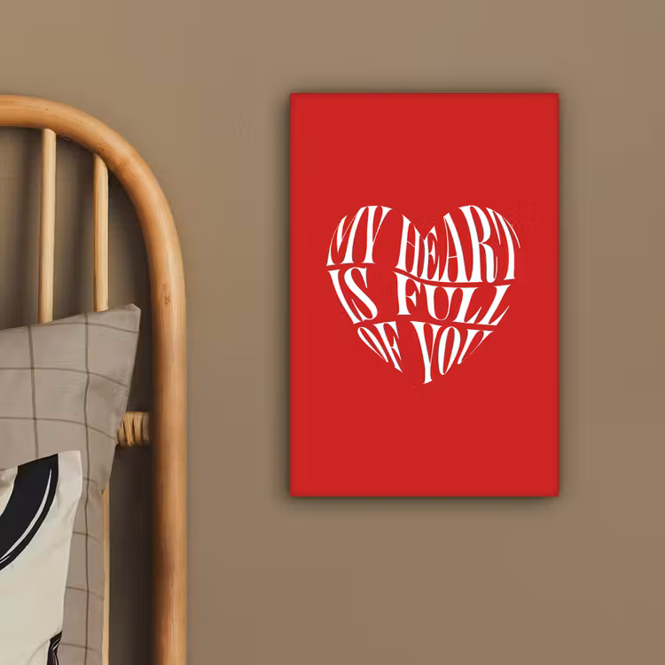 Canvas schilderij - Rood - Hart- Tekst - Valentijn — 3