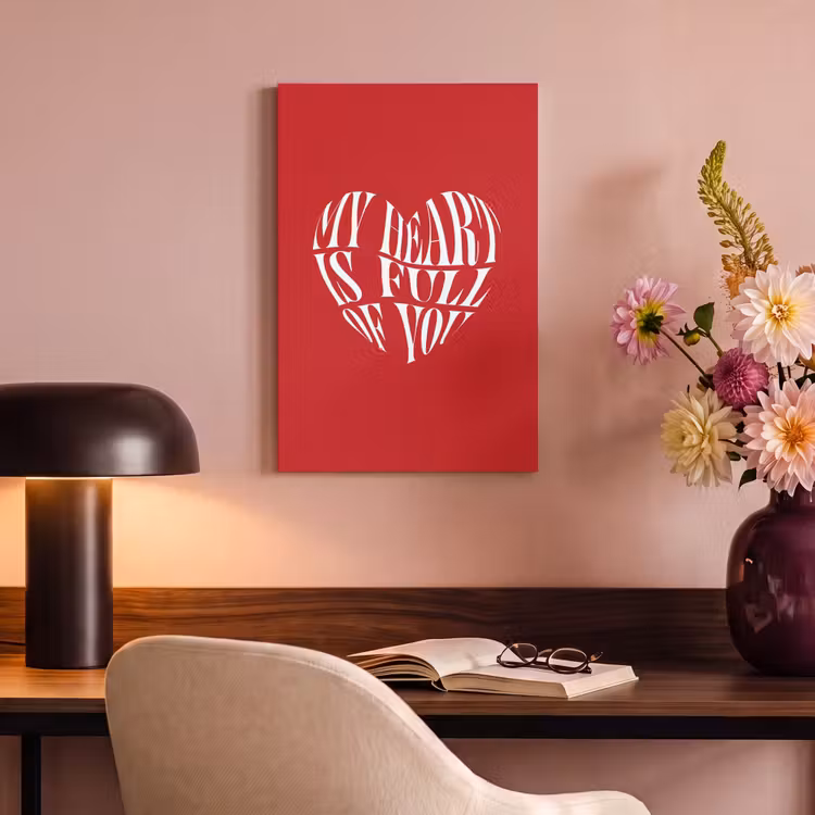 Canvas schilderij - Rood - Hart- Tekst - Valentijn — 4