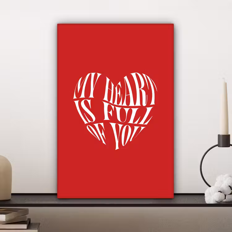 Canvas schilderij - Rood - Hart- Tekst - Valentijn — 5