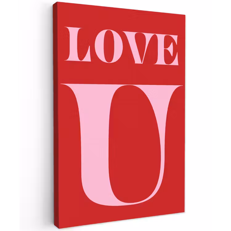 Canvas schilderij - Rood - Love - Valentijn - Roze — 1