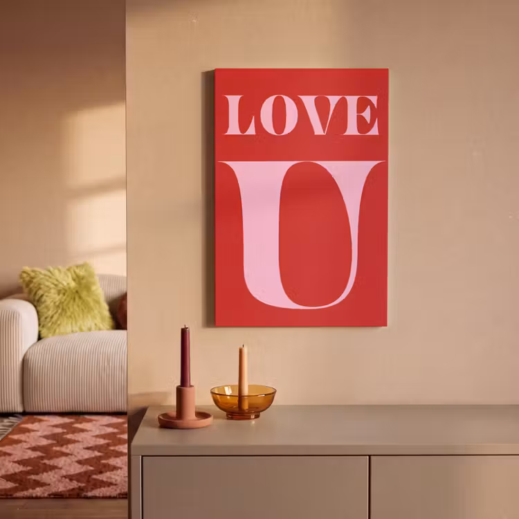 Canvas schilderij - Rood - Love - Valentijn - Roze — 2