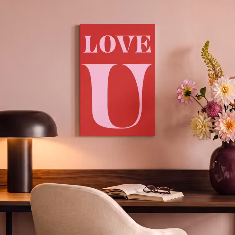 Canvas schilderij - Rood - Love - Valentijn - Roze — 4