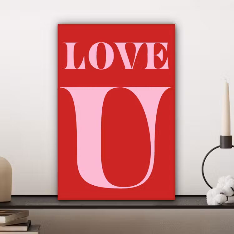 Canvas schilderij - Rood - Love - Valentijn - Roze — 5