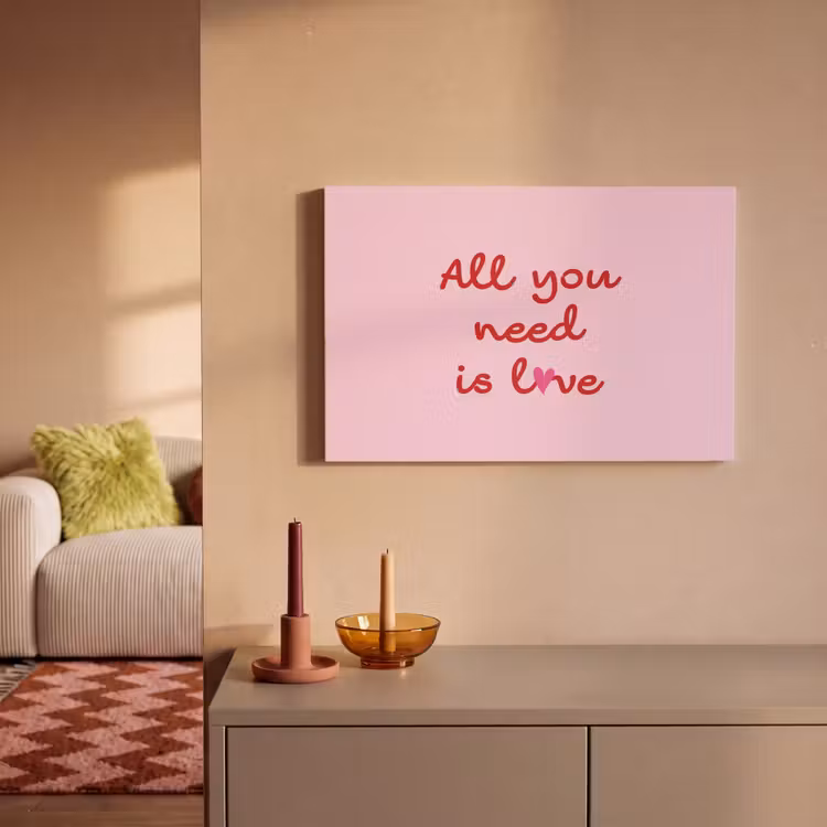 Canvas schilderij - Tekst - Roze - Love - Hart — 2