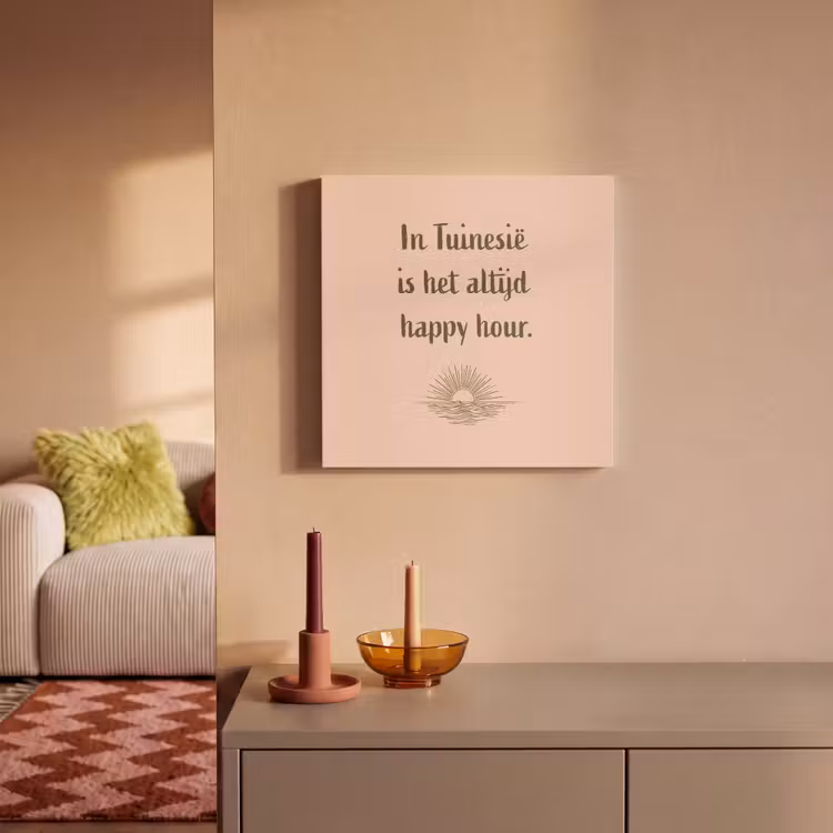 Canvas schilderij - Tuin - Roze - Quote - Zon — 1
