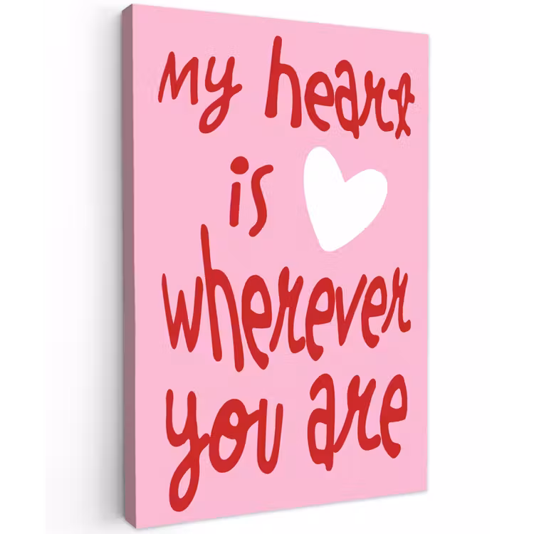 Canvas schilderij - Valentijn - Hart - Liefde - Roze — 1