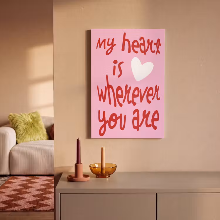 Canvas schilderij - Valentijn - Hart - Liefde - Roze — 2