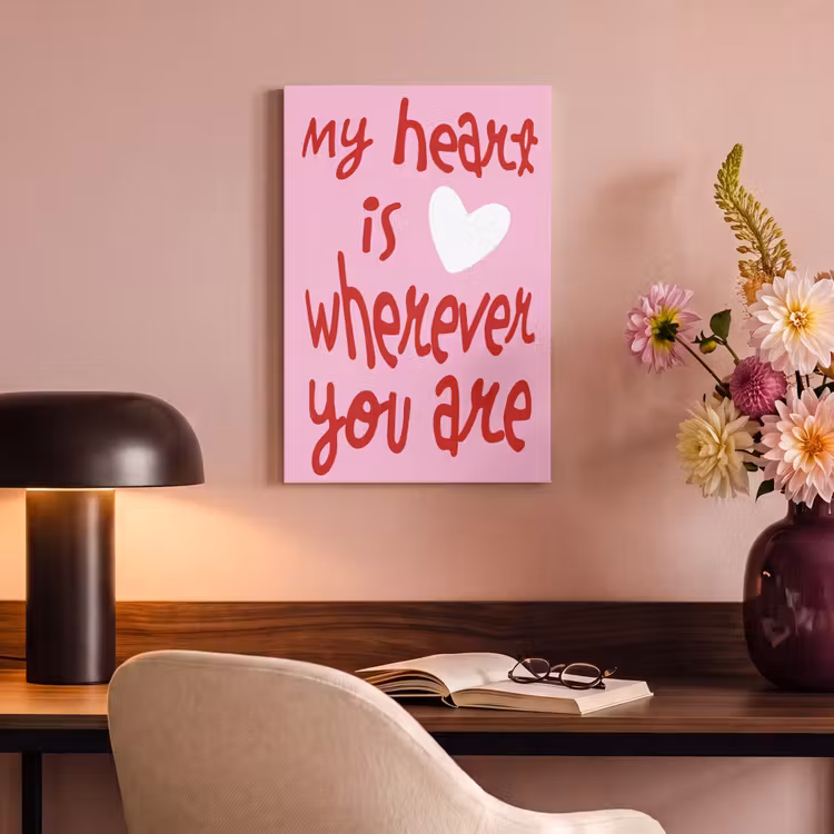 Canvas schilderij - Valentijn - Hart - Liefde - Roze — 4