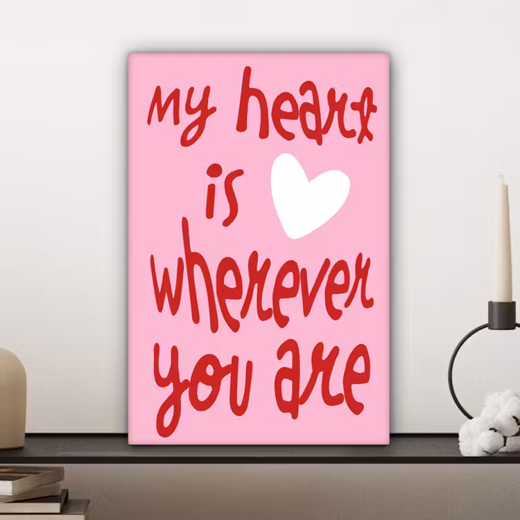 Canvas schilderij - Valentijn - Hart - Liefde - Roze — 5