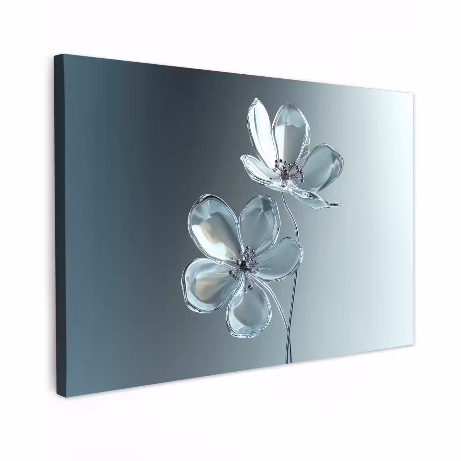 Canvas schilderij - Kristal - Bloemen - Grijs — 1