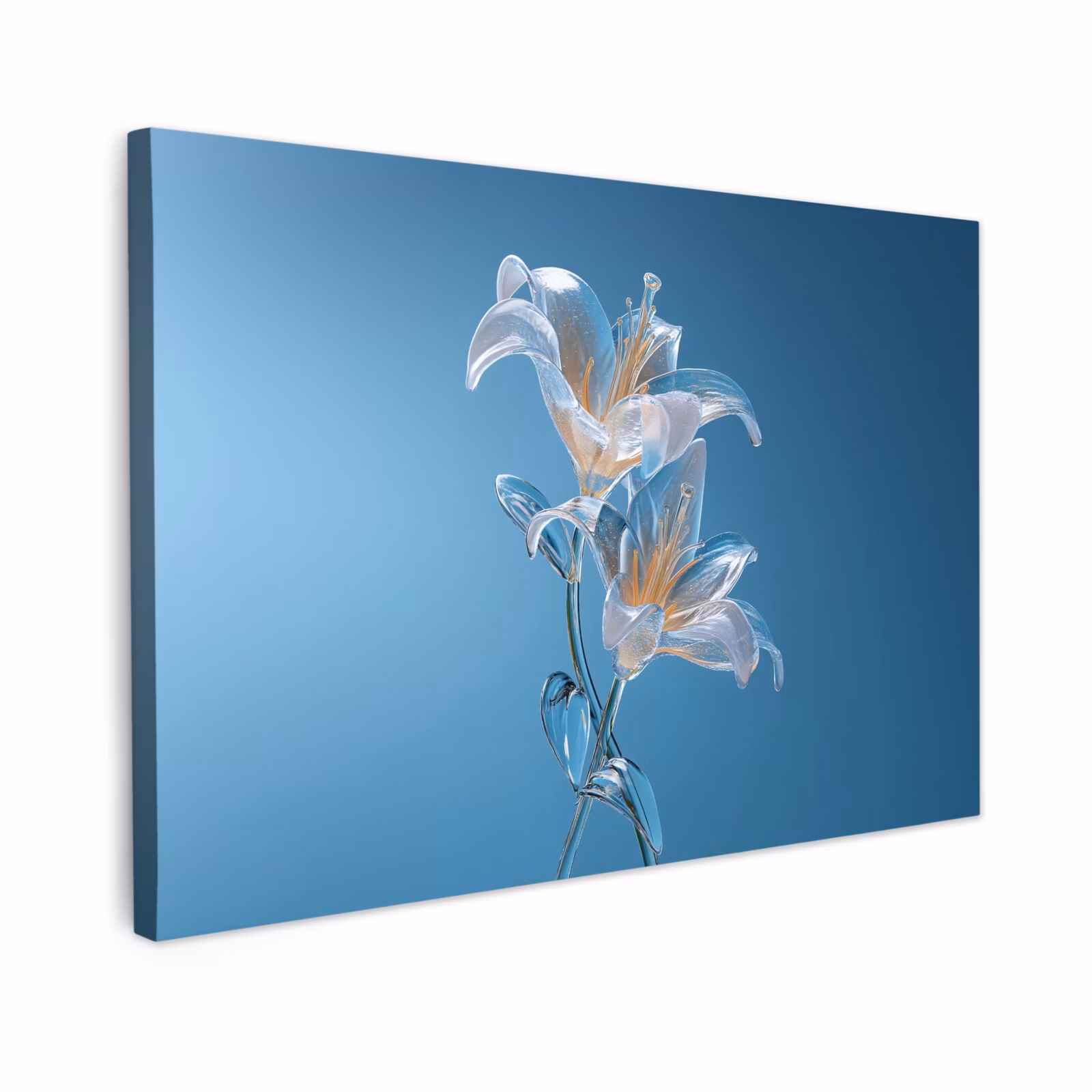 Canvas schilderij - Lelies - Blauw - Glazen — 1