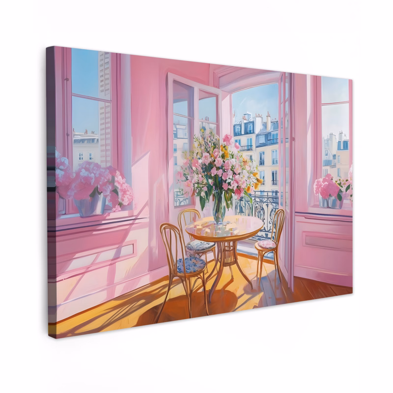 Canvas schilderij - Pink - City - Bloemen — 1