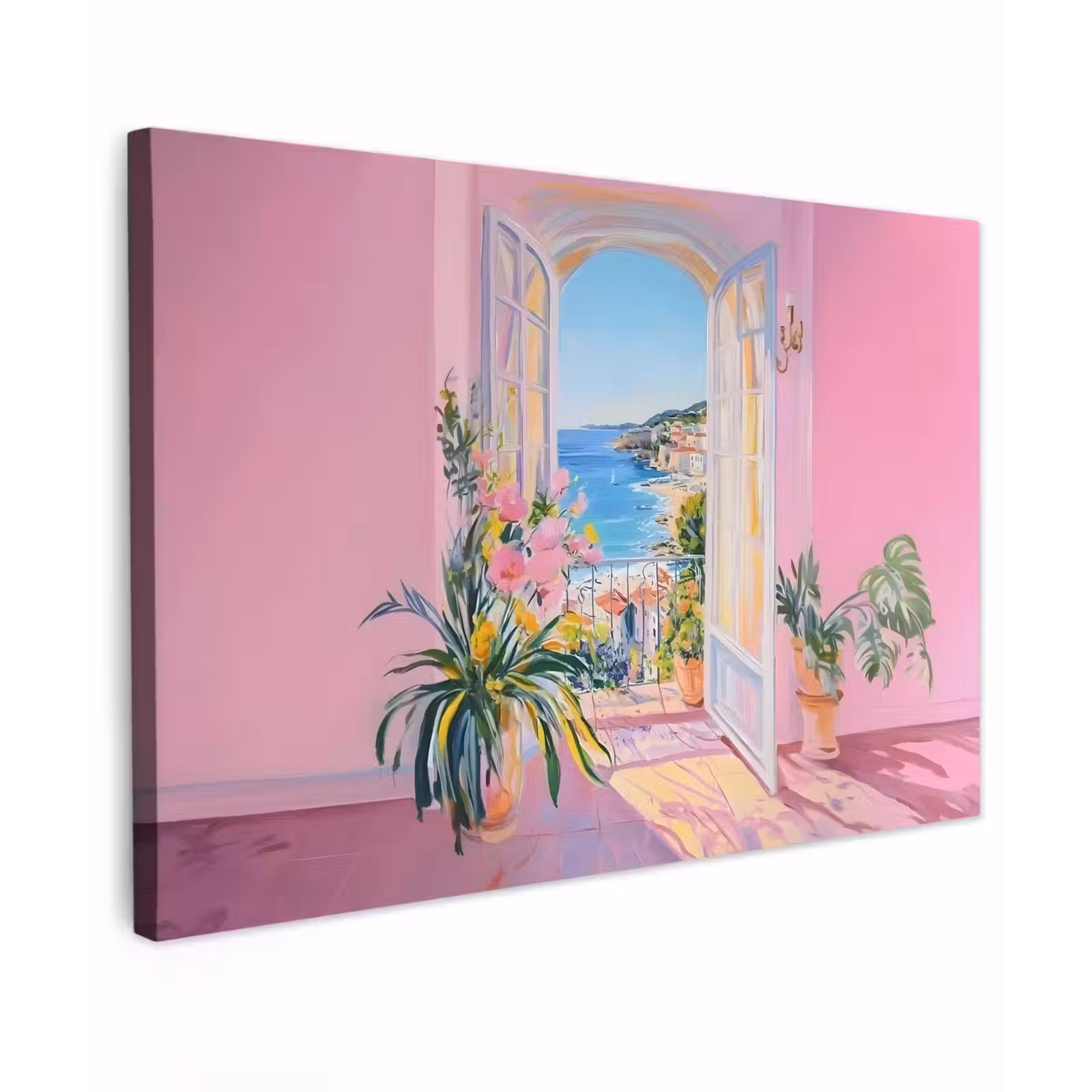 Canvas schilderij - Roze - Buiten - Verf — 1