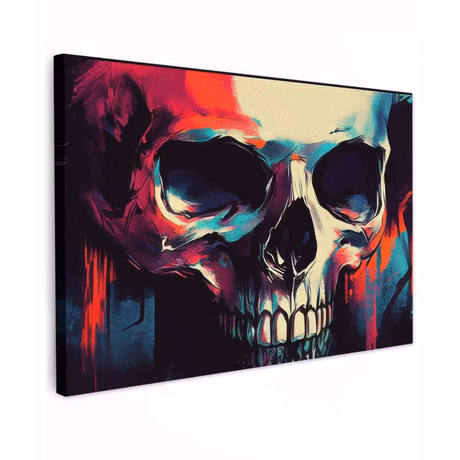 Canvas schilderij - Schedel - Abstract - Rood - Blauw - Graffiti — 1