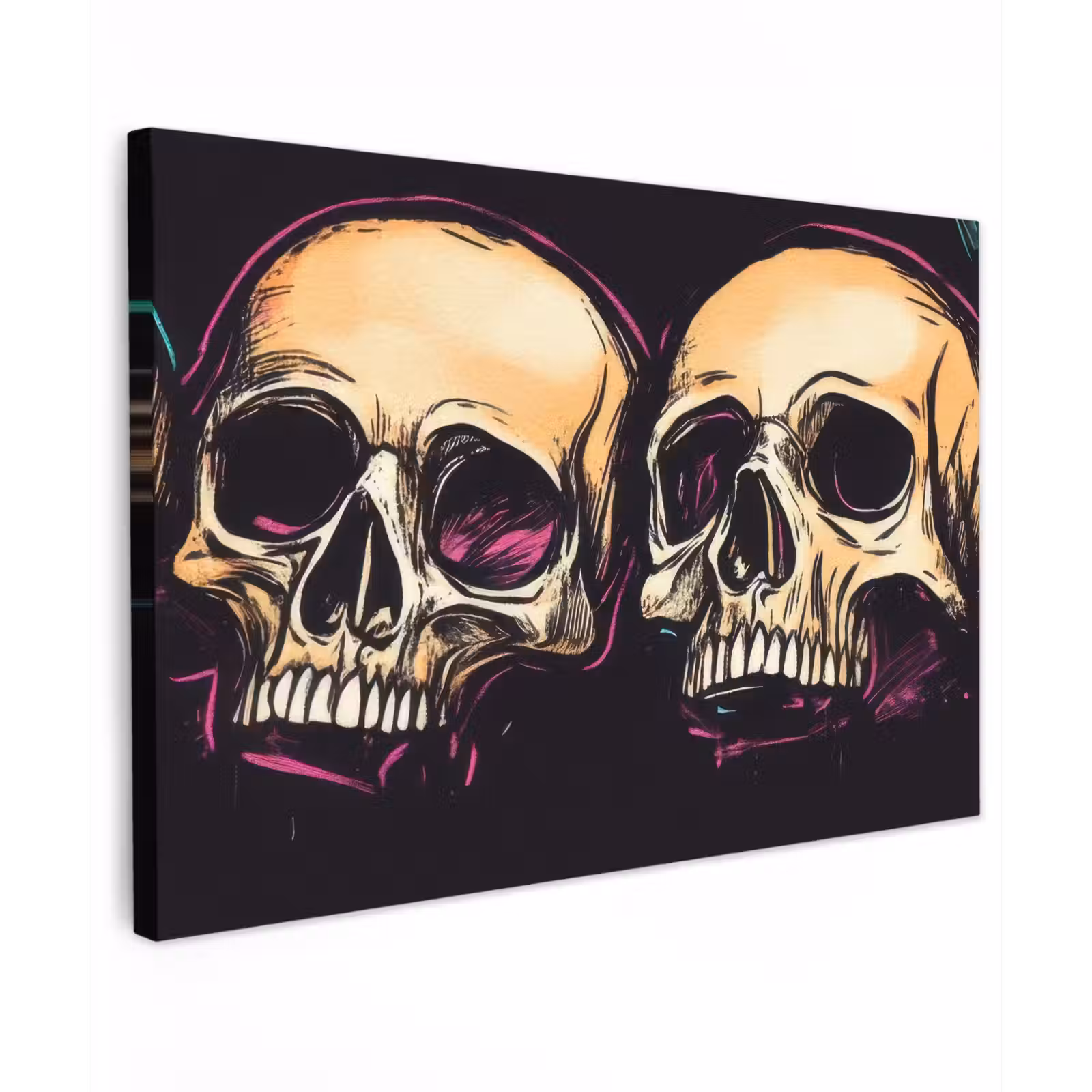 Canvas schilderij - Schedels - Graffiti - Neon — 1