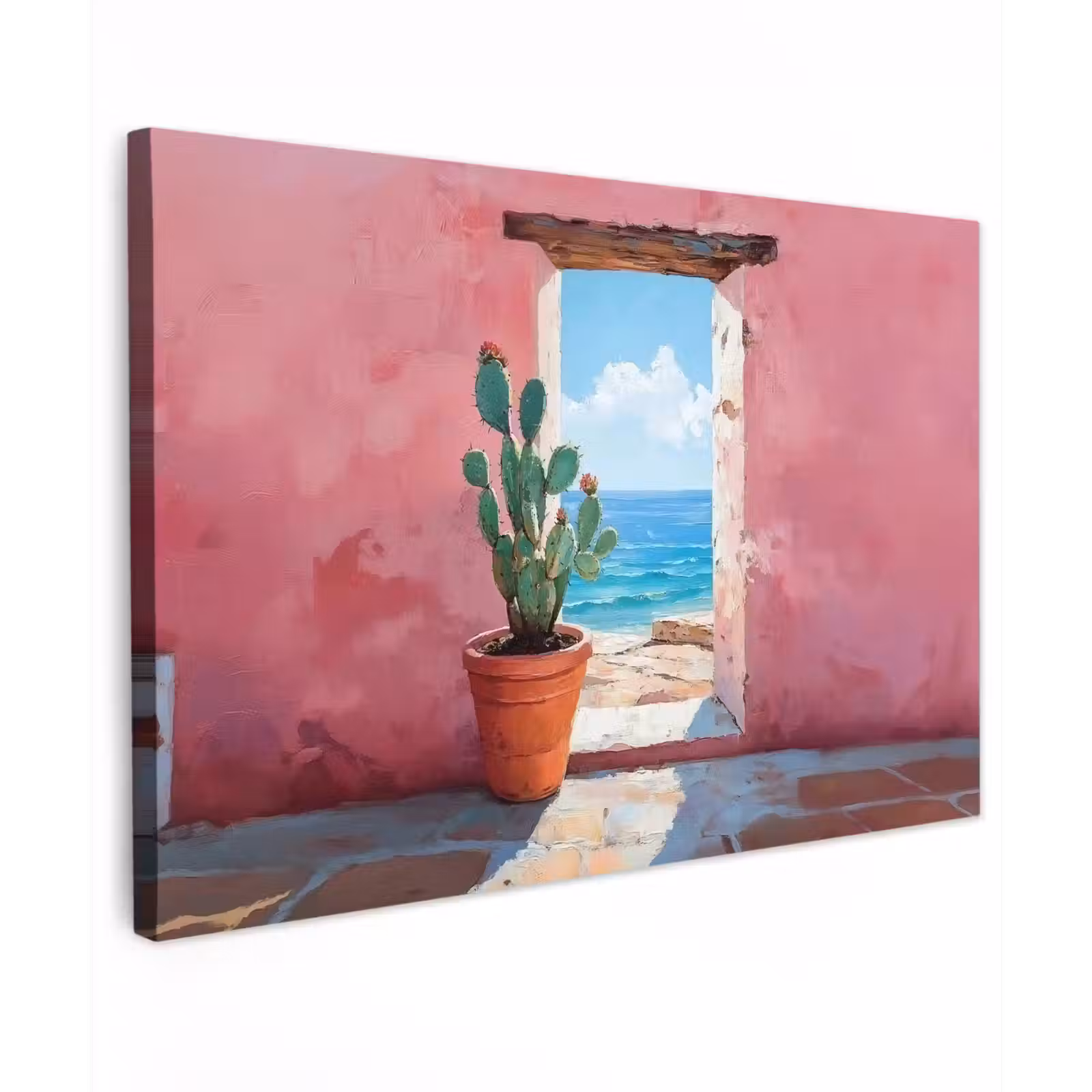 Canvas schilderij - Zee - Roze - Cactus — 1