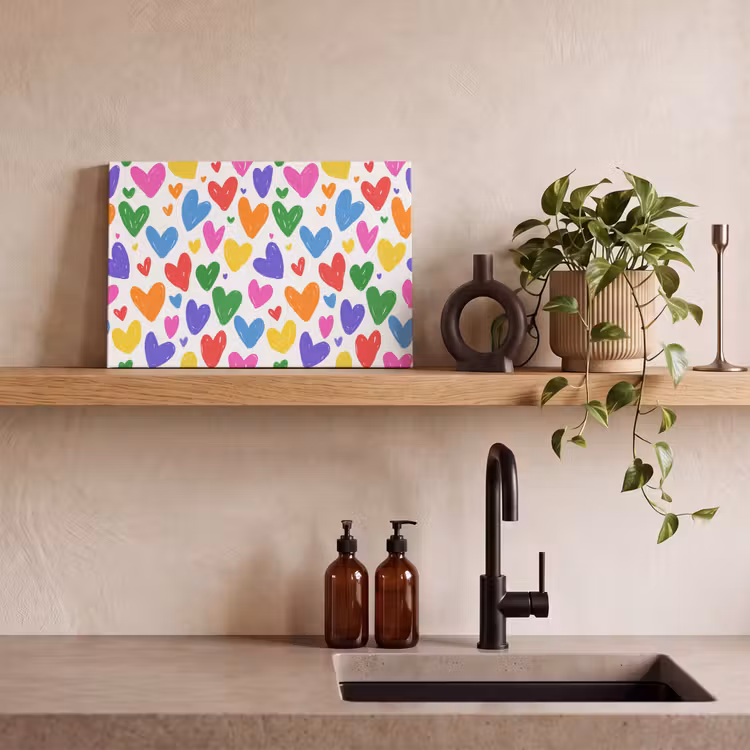 Canvas schilderij - Hartjes - Patroon - Kleurrijk — 3