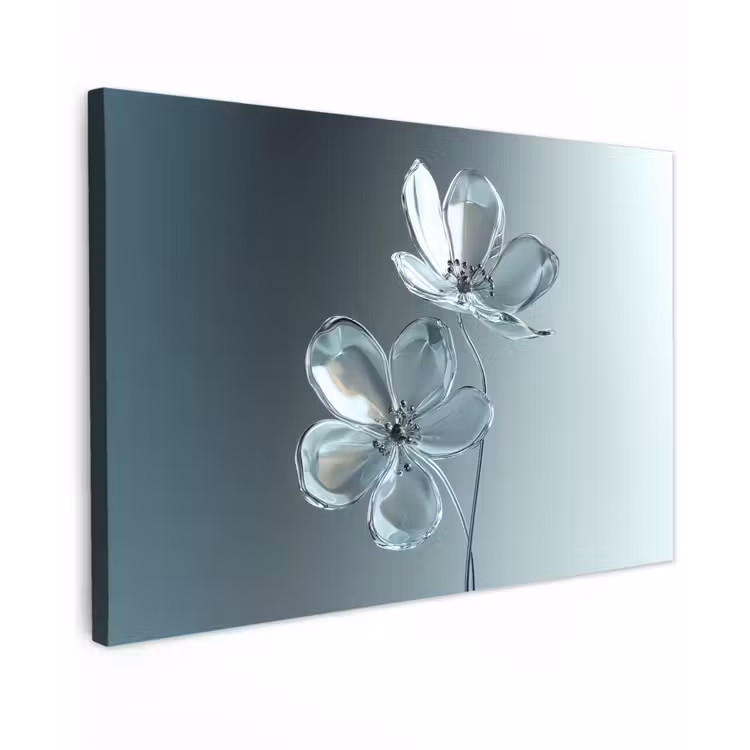 Canvas schilderij - Kristal - Bloemen - Grijs — 1