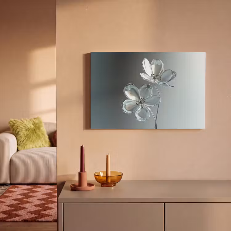 Canvas schilderij - Kristal - Bloemen - Grijs — 2