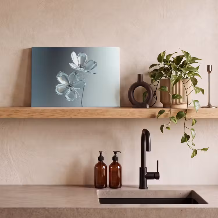 Canvas schilderij - Kristal - Bloemen - Grijs — 3