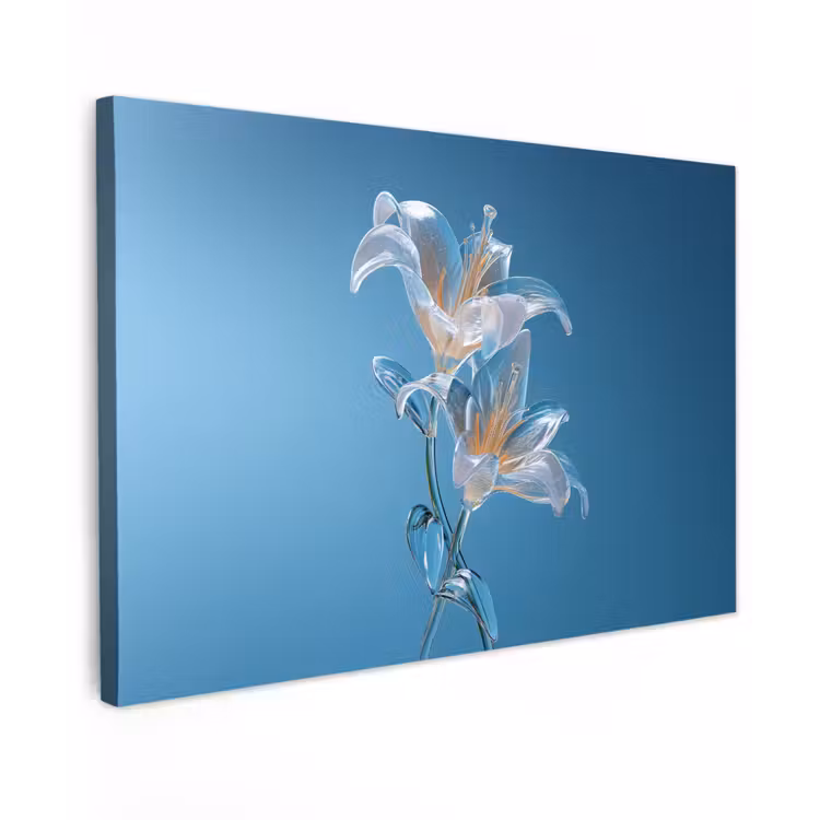 Canvas schilderij - Lelies - Blauw - Glazen — 1