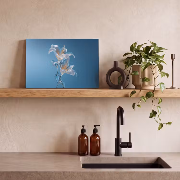 Canvas schilderij - Lelies - Blauw - Glazen — 3