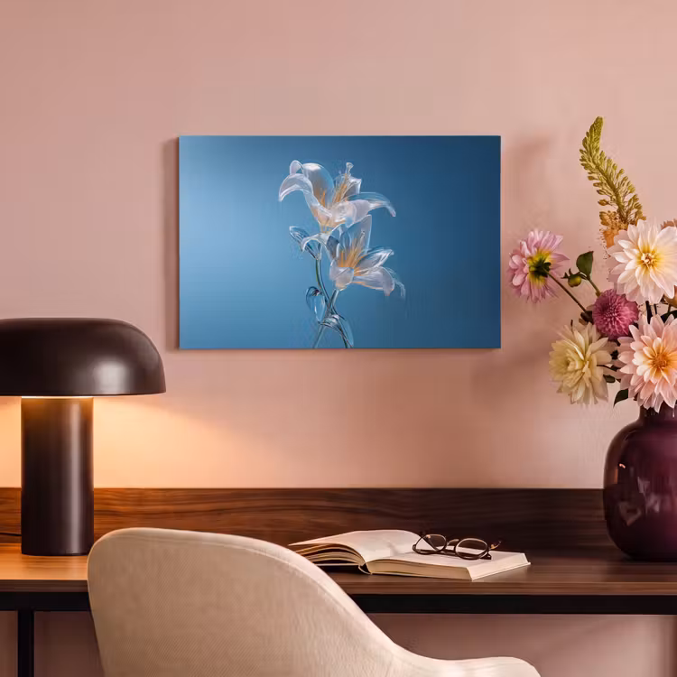 Canvas schilderij - Lelies - Blauw - Glazen — 4