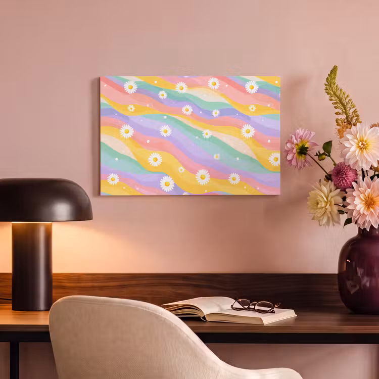 Canvas schilderij - Madeliefjes - Kleurrijk - Pastel — 4